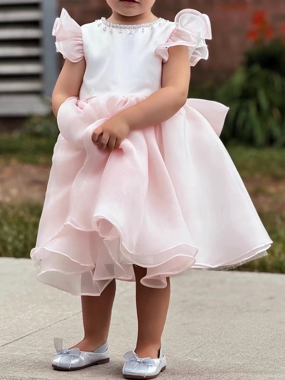 Girls' Pink & White Formal Dress